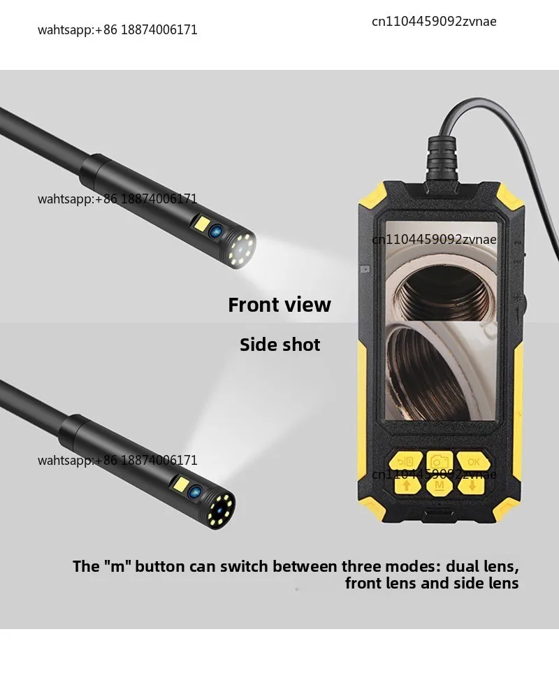 New 4.5 inch IPS screen dual lens endoscope high definition 1080P full function industrial pipe waterproof endoscope
