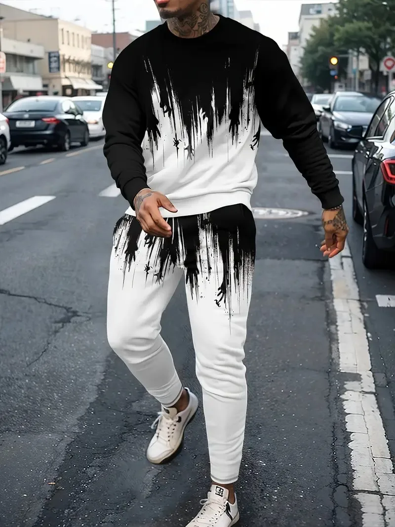 

The new men's round-neck sweatshirt set for Spring and Autumn 2025 features street fashion and soft 3D gradient printing