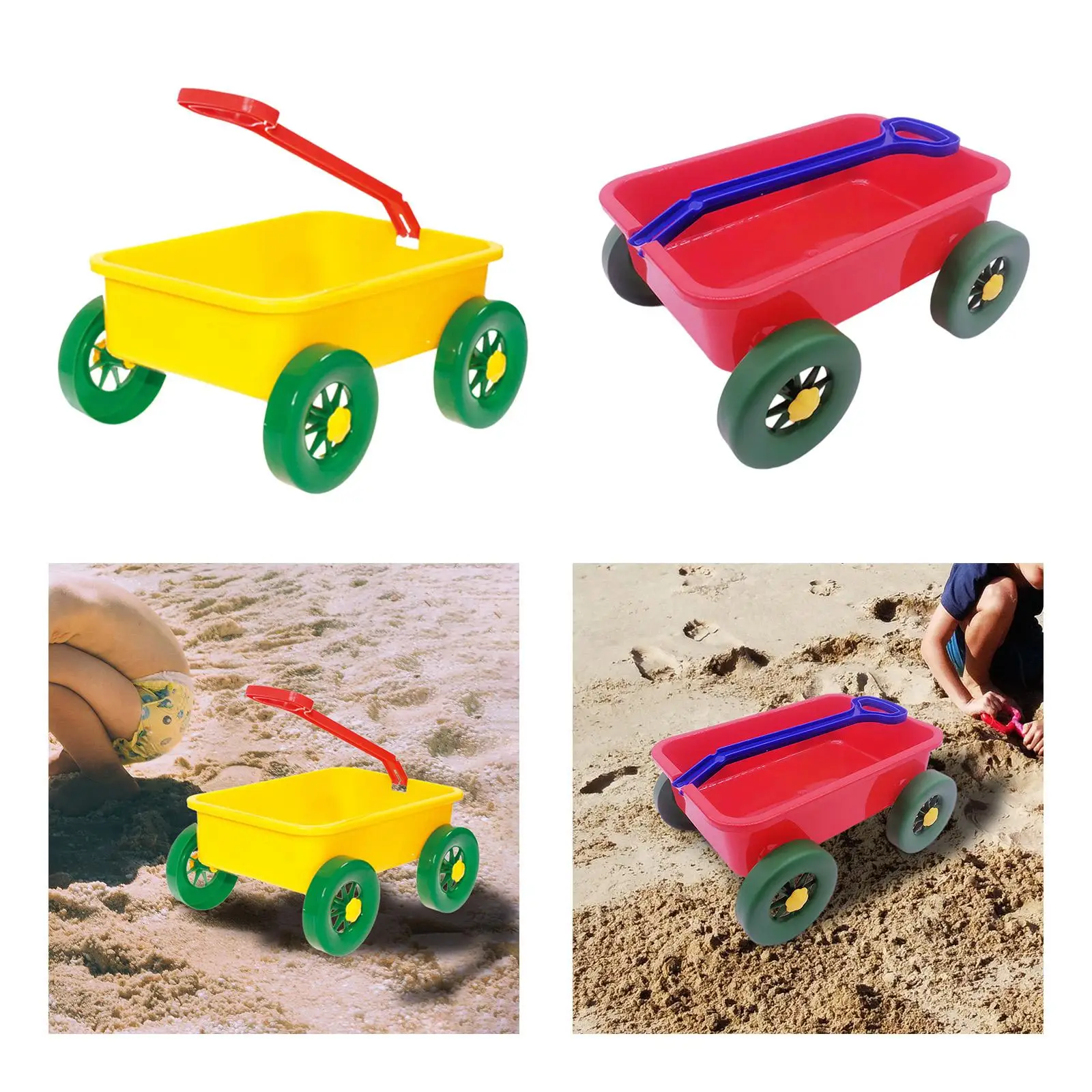 Summer Beach Sand Toys Trolley Wagon Cart for Kids Outdoor Play Vehicle with Large Storage for Boys Girls Travel