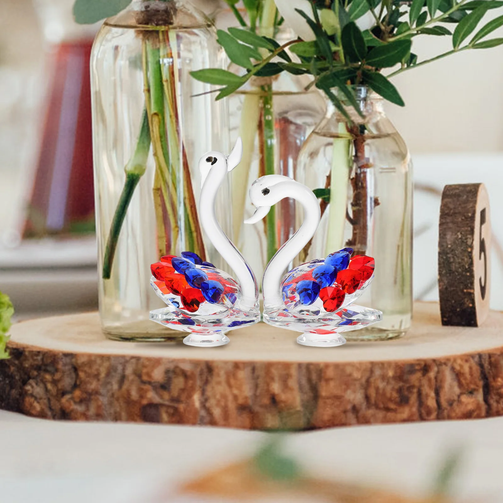 

2Pcs Crystal Swan Sculpture Creative Crystal Decor Desktop Car Ornament Home Decoration Wedding Party Favor Swan Statues