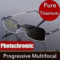 Clara Vida Titanium alloy Progressive Photochromic Reading Glasses Women Men Multi Focus Anti Blue Light Myopia Glasses Sports