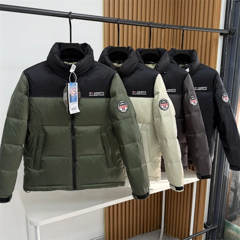 

Nordic Outdoor Winter Thi High Fluffy Heating Waterproof Warm Stand Collar down Jaet Men's Long Sve Zipper Closure Coat