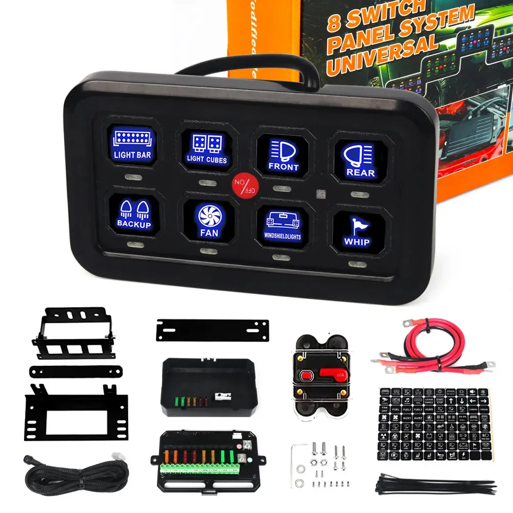 

New 8-way touch screen switch off-road vehicle modification touch screen panel switch circuit control box LED car touch screen