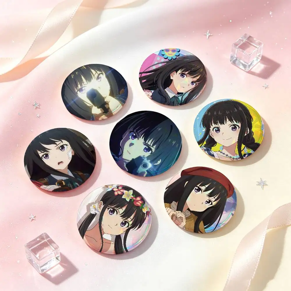 Takina Inoue Anime Figure Badges 25 32 44 58 75 Mm Round Cosplay Pin Bag Decor Fans Collect Friends Gifts Brooch Souvenir