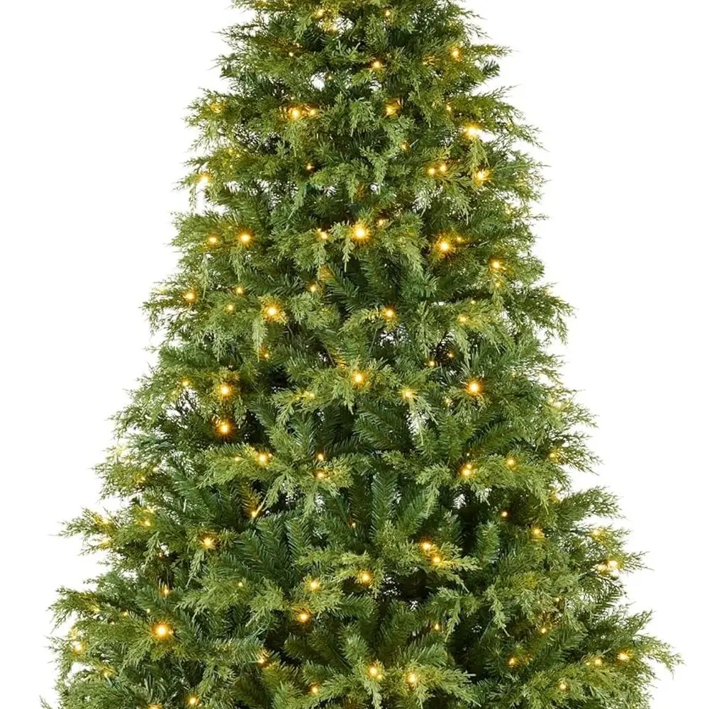 

6-футовая рождественская елка кедрового кипариса с мерцающими белыми и многоцветными светодиодными фонарями, искусственное праздничное украшение с подсветкой