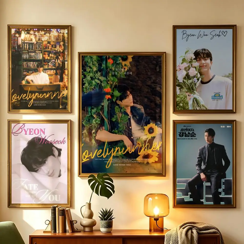 actor Byeon Woo-seok Poster Wall Sticker Poster Decal PP Material Self-Adhesive Waterproof for Living Room Home Wall Decor
