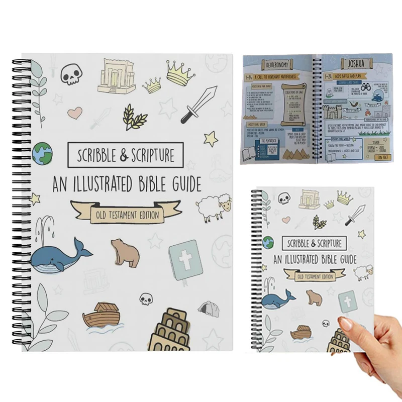

Scribble & Scripture: The Bible Made Simple - Illustrated Bible Guide, Spiral-Bound Notebook With Inspirational Illustrations