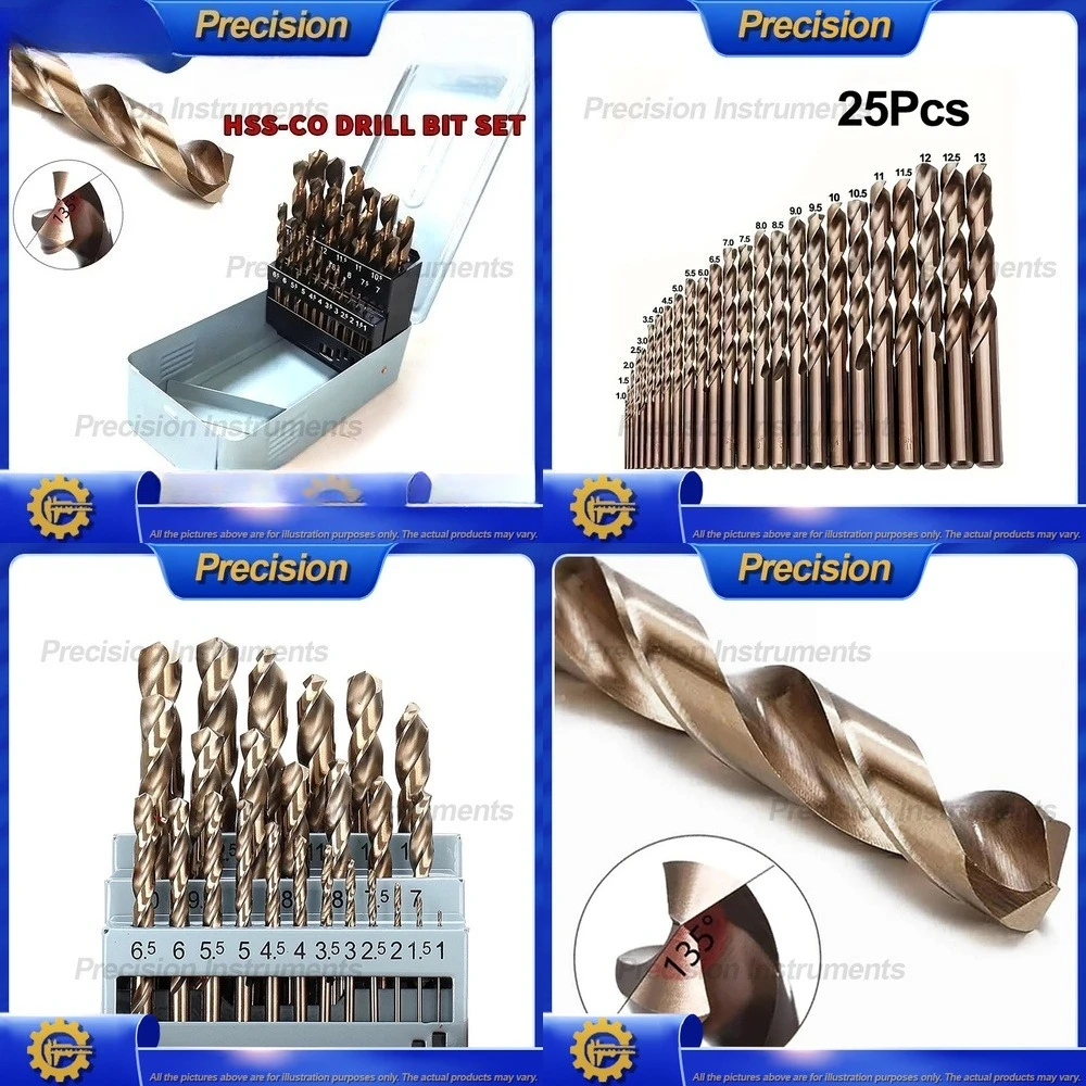 

2026 25Pcs Twist Drill Bit Set Cobalt Steel HSS Jobber Length Drill Bits 1-13mm for Metal Wood Drilling
