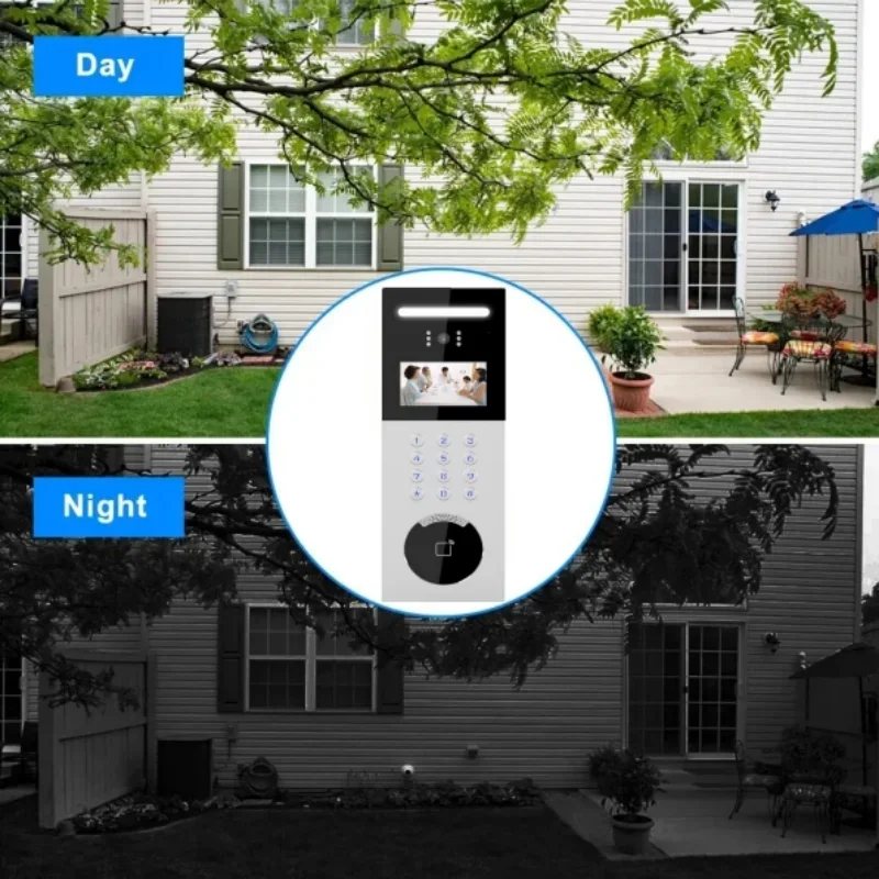 4.3 Inch LCD Screen Video Intercom Doorbell Large Building Apartment Intercom System Doorbell Intercom Camera with RFIC Cards