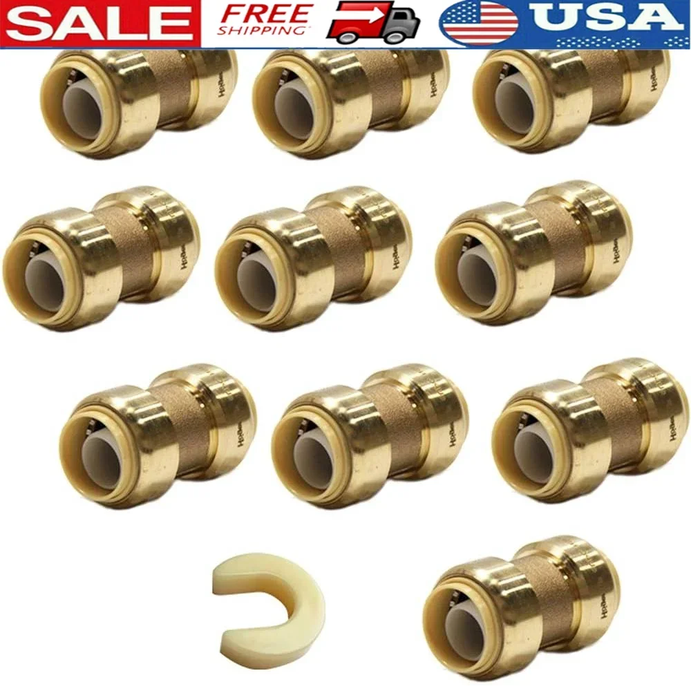 

Упаковка из 10 шт., 3/4 дюйма, прямые фитинги, двухтактные фитинги, PEX, медь, CPVC, без утечек, быстрая установка с отединительным зажимом