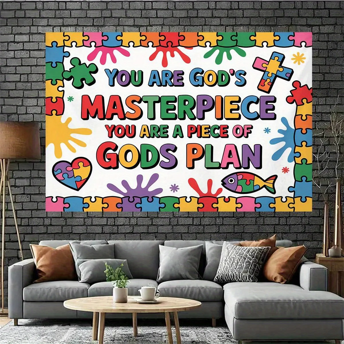 قطعة واحدة من لافتة خلفية التصوير الفوتوغرافي الملهمة الدينية - تصميم ألغاز "أنت تحفة الله".