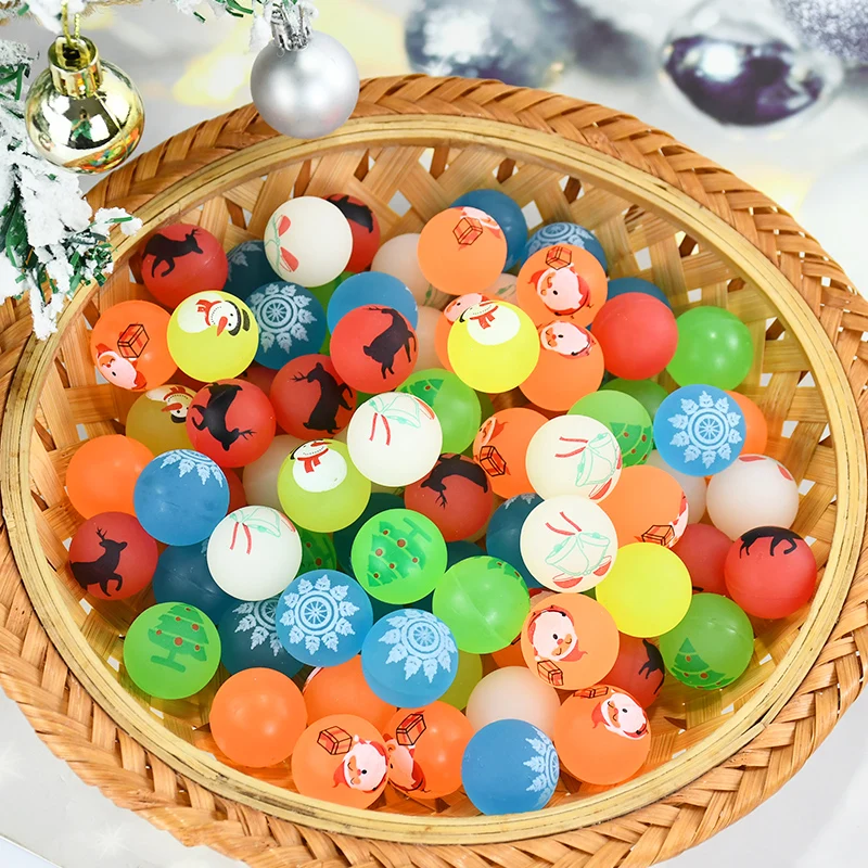 10Pcs Christmas Glow In The Dark Bouncing Balls Snowman Elk Christmas Tree Throwing Indoor Decompression Balls Christmas Gifts