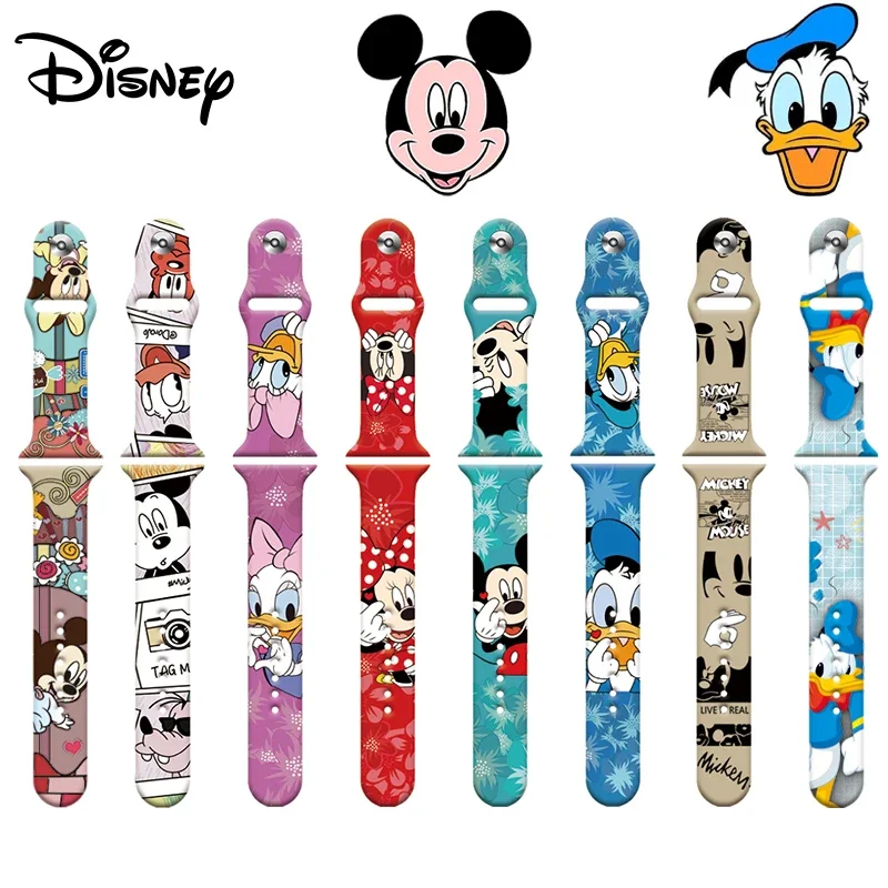 Disney Mickey Mouse Apple Watch Band for Iwatch Strap 1 2 3 4 5 6 7 Anime Band for Iwatch 38 40 41 42 44 45MM Replacement Strap