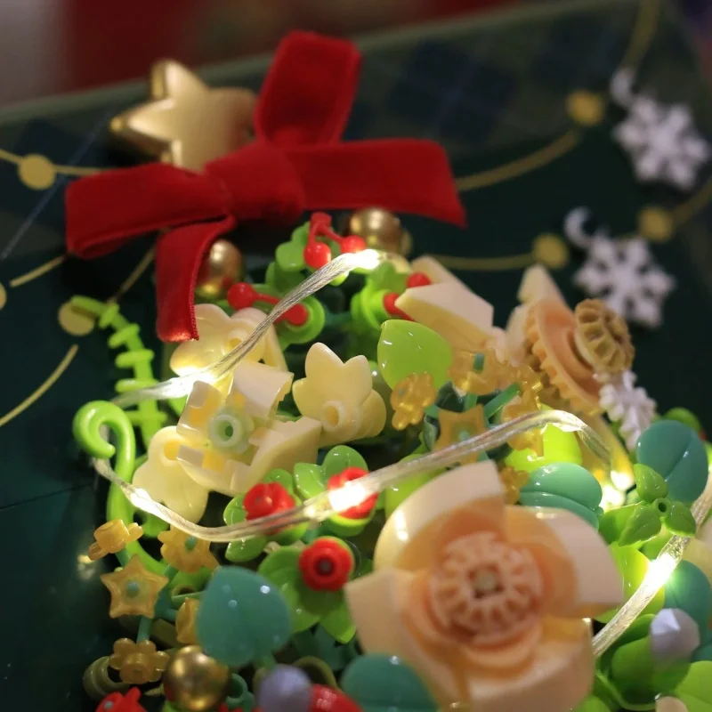 Świąteczny Model Ramy Okiennej z Klocków Kreatywnych do Składania, Kolekcja Ozdób na Biurko, Zabawki, Prezenty Świąteczne