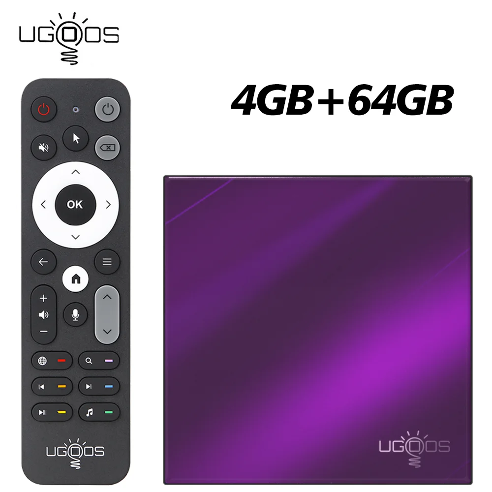 Original Ugoos SK4 TV Box Amlogic S905X5M-J Android14 4GB RAM 64GB ROM BT AV1 1000M Wifi6 2.4G&5G HDR Media Player Set Top Box