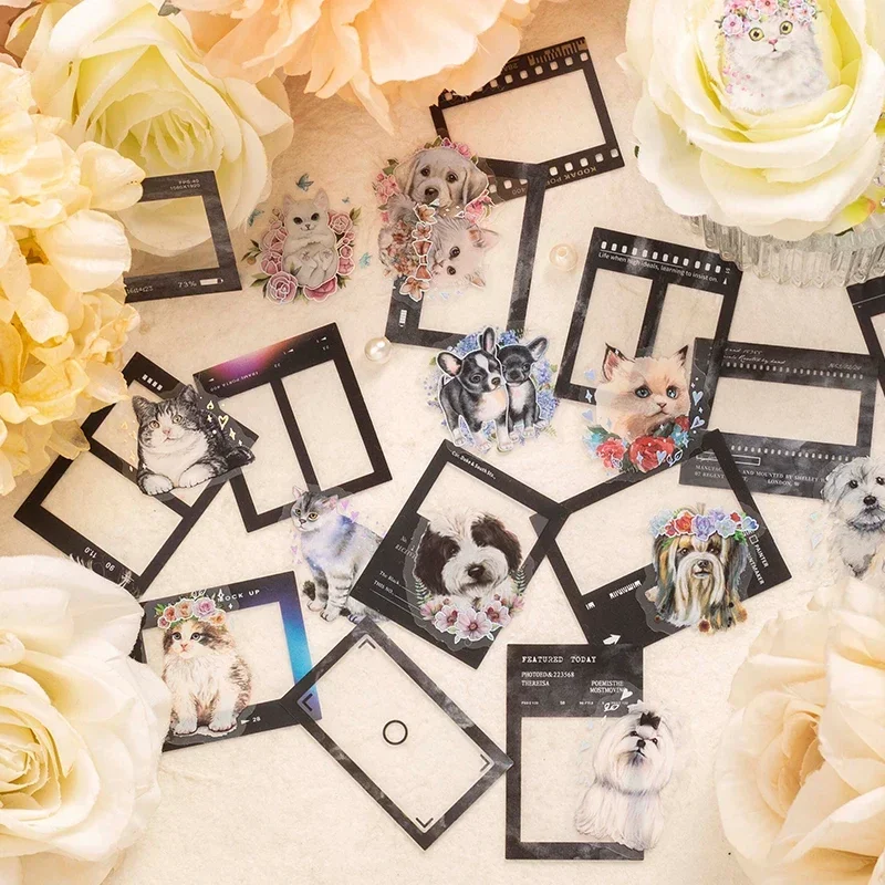 

30 листов, кошка, собака, цветок, планета, блестящая лазерная наклейка, наклейки на коллаж, 6 стилей, ободок, бабочка, серебро, ПЭТ