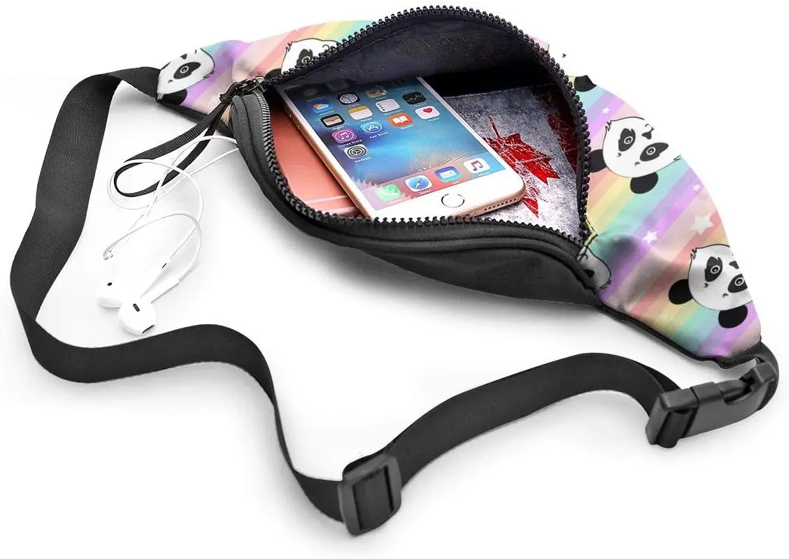 Cute Panda Waist Bag com Headphone Hole, Belt Bag, ajustável Sling Pocket, Hip Bum Bag, Ao Ar Livre, Mulheres, Homens, Crianças, Moda