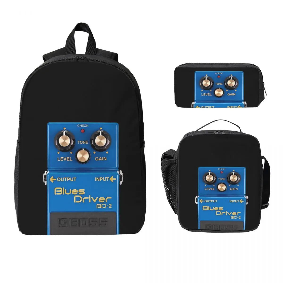 Boss Blues Driver BD-2 Overdrive Bluesbreaker Guitar Pedal Dirty Backpack BookBag School Bag 3ps Insulated Lunch Bag Pencil Case
