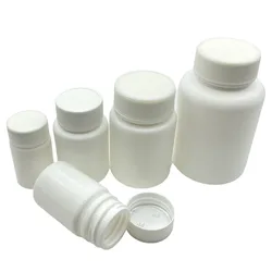 50PCS 15ml/20ml/30ml/60ml/100ml Plastic PE White Empty Seal Bottles Solid Powder Medicine Pill Vials Reagent Packing Containers