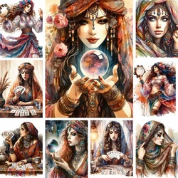 dIY 5D Diamond Painting Gypsy Girls Full Round Square Diamond Embroidery Fantasy Poker Indian Lady Mosaic Cross Stitch Kits