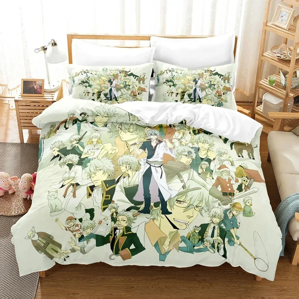 

Gintama Anime Gintoki Sakata Bedding Set 3D Printed Suitable for Bedroom Duvet Cover Set With Pillowcases Kids Home Textile