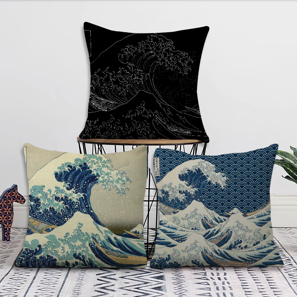 T-The G-Great W-Wave O-Off K-Kanagawa Comfortable Pillowcase Car Ornaments Office Living Room Sofa Home Pillowcase