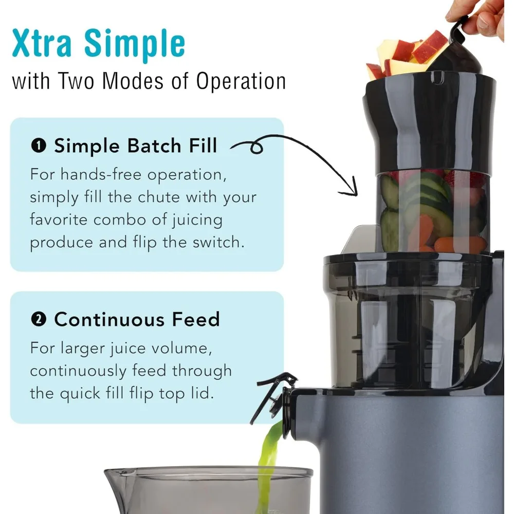 Haoyunma SJX-1 Eenvoudige Koude Pers Sapcentrifuge Met Xl-Toevoerparachute En Compacte, Grijze Verse Sap Draagbare Juicer Blender