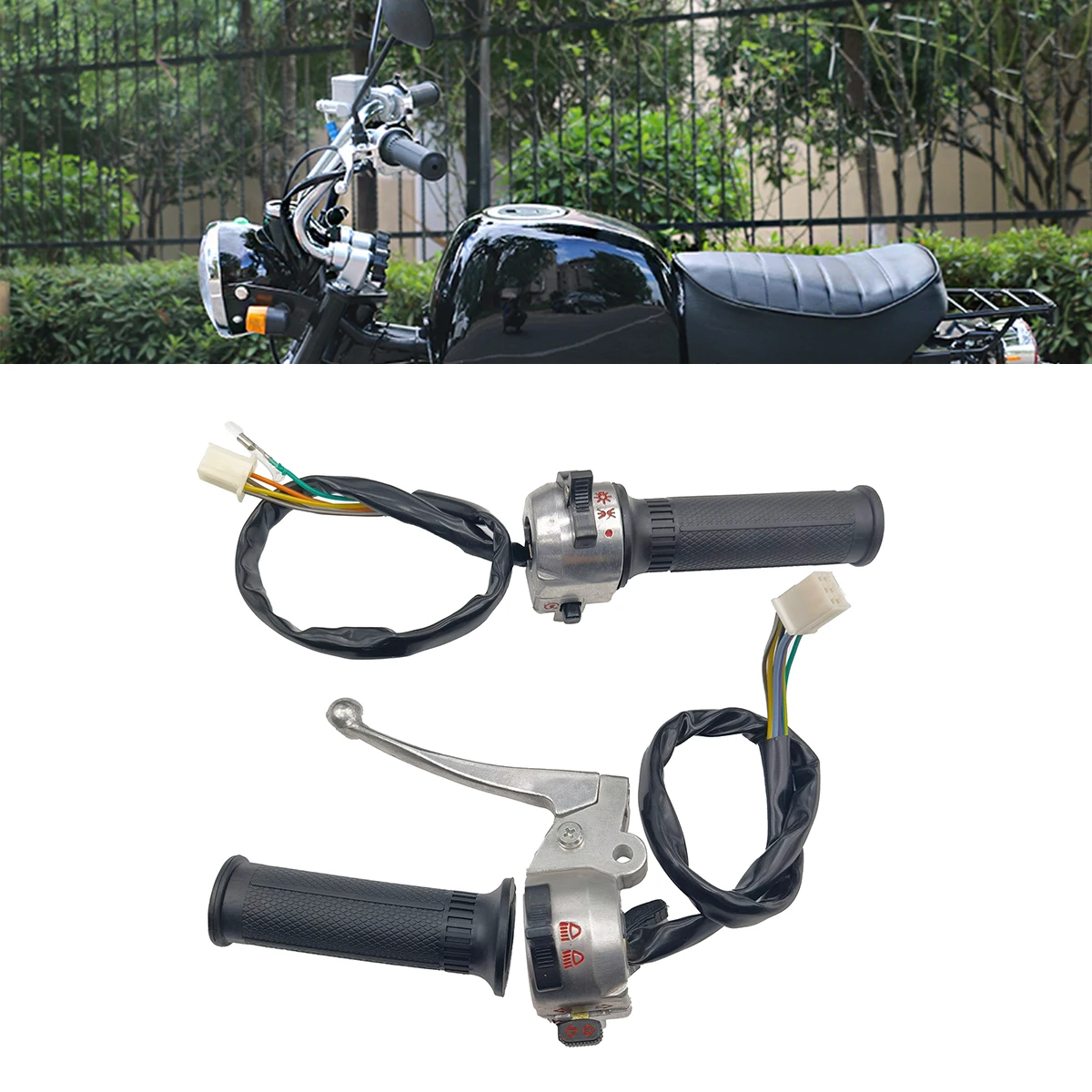 Motorcycle CNC Right and Left Handlebar Switch and 22mm Handle Grips For Honda Z50 Z50A Z50J Z50R Mini Trail Monkey Bike Parts