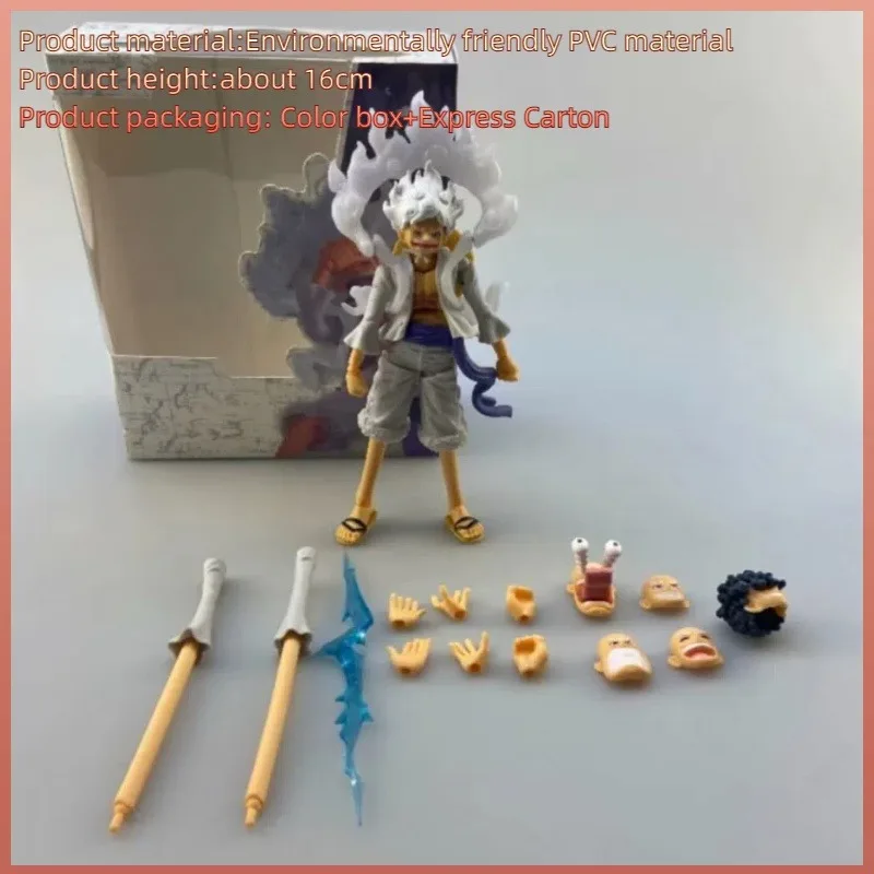 

New 16cm One piece SHF Five-level Sun God Nika Luffy Joint Moving Figure Model Boxed Ornaments