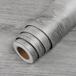 60/80CM Width Grey Oak Wood Grain Imitation Wood Waterproof Wallpaper Removable Wall Sticker Self-adhesive Cabinet Table Decor