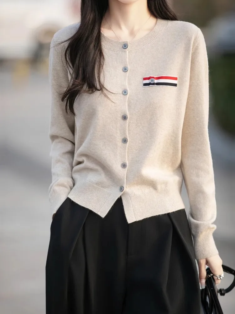 Cardigan ouvert tricoté Long Sve pour femme, vêtement d'extérieur, manteau d'université, petit irt, nouvelle collection printemps automne