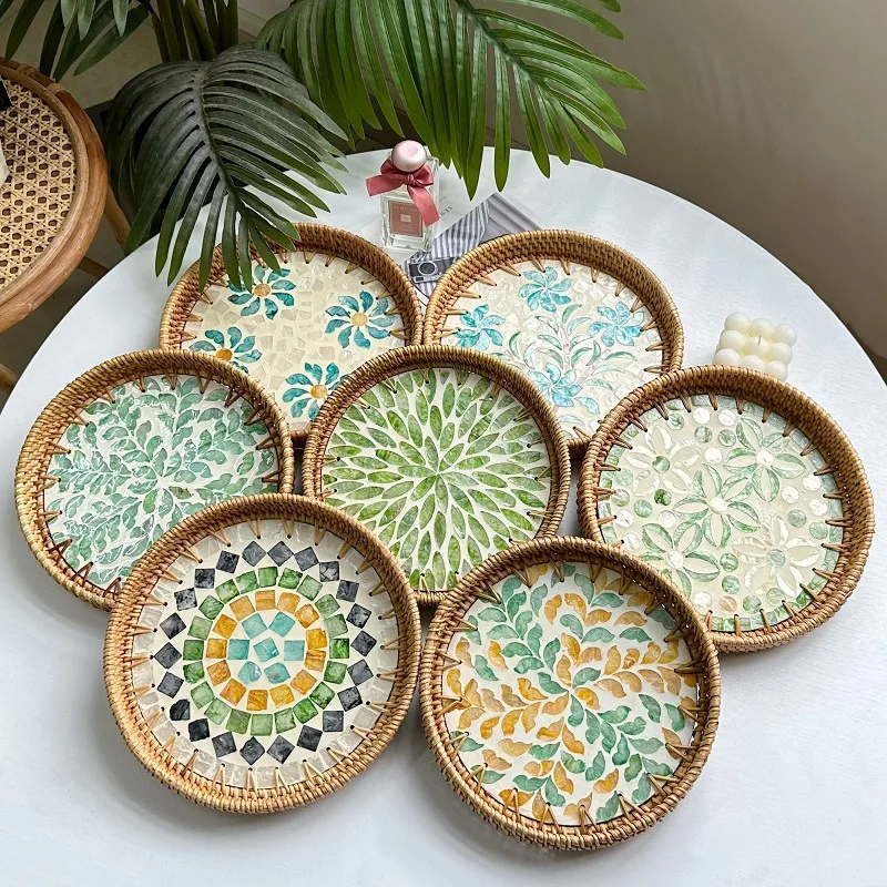 

Вьетнамский плетеный поднос из ротанга, корзина для фруктов в форме ракушки, бамбуковая хлебница в скандинавском стиле, корзина для завтрака ручной работы