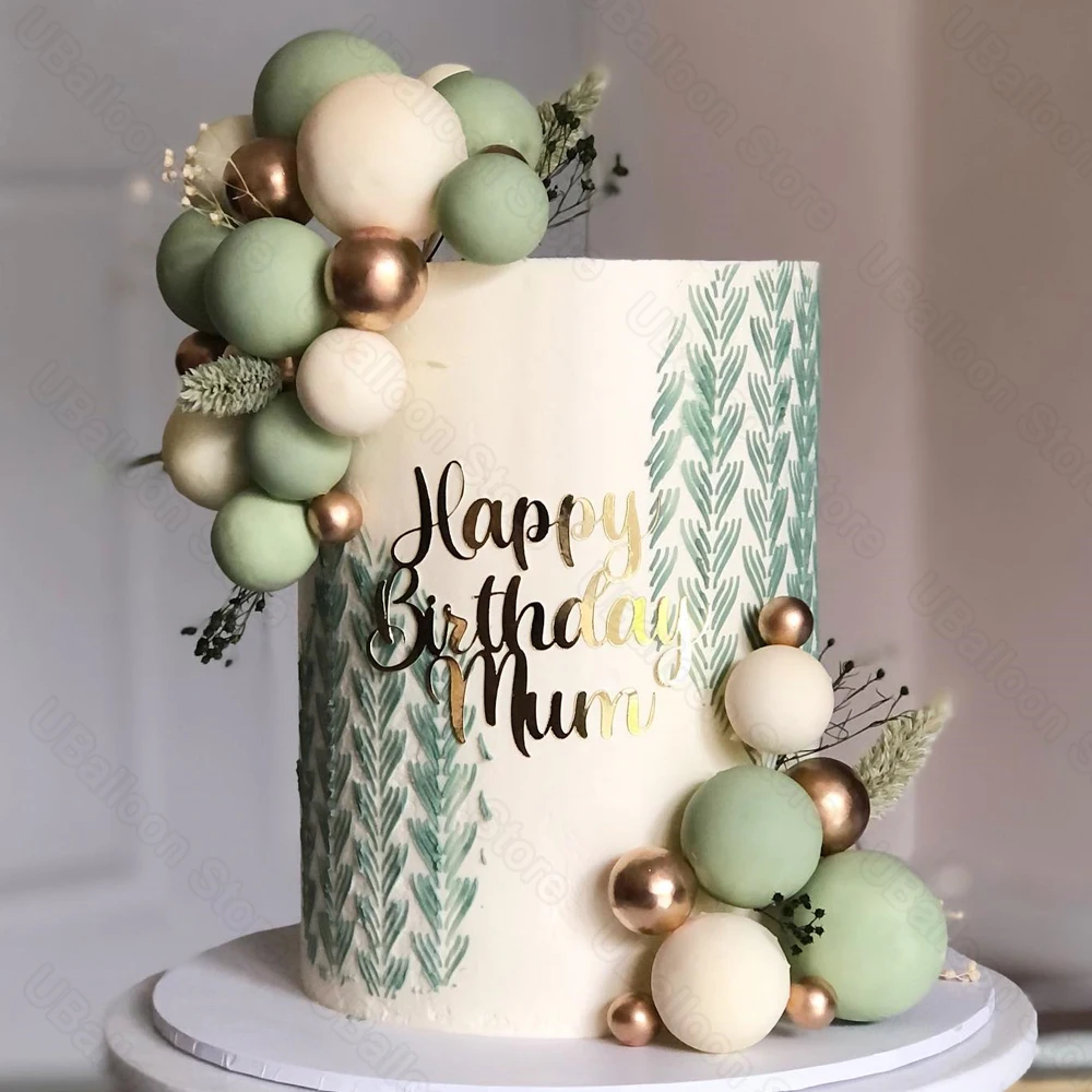 35 Stück rosa Kugeln zur Kuchendekoration, 2-4 cm, goldfarbene Boho-Haut, zartrosa Kuchendekorationen für Geburtstag, Hochzeit, Babyparty, Kuchenzubehör – Detail 10