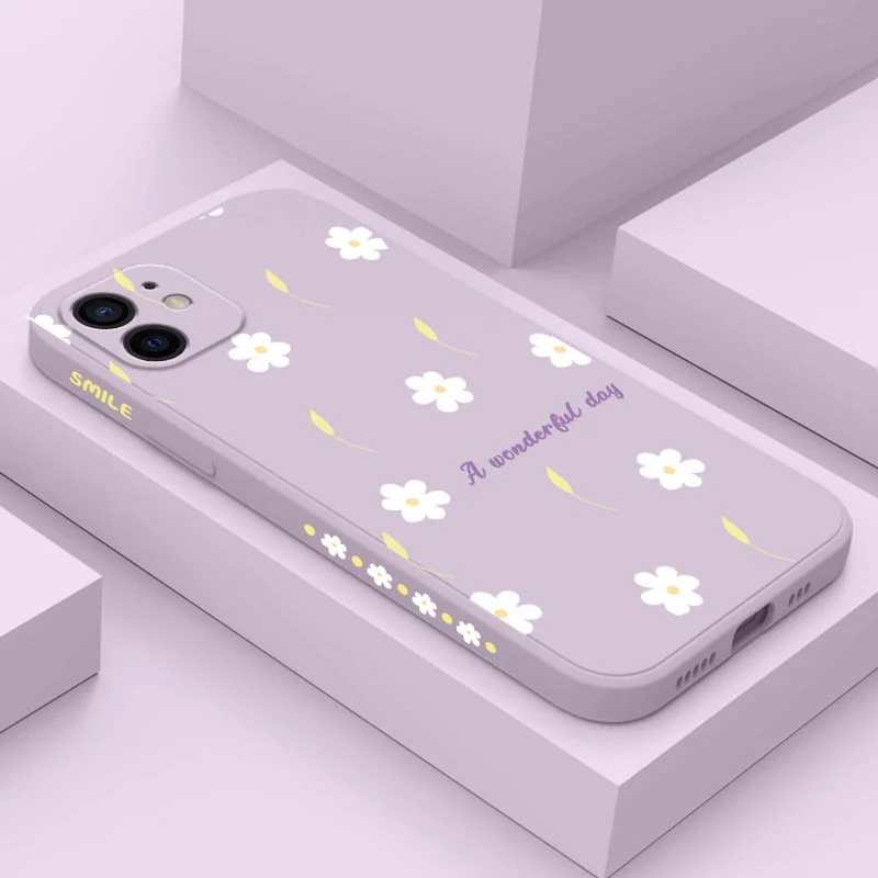 Custodia per telefono Rain Daisy per iPhone 12 11 X XR XS 8 7 SE2 Plus Pro Max Mini Cover in silicone