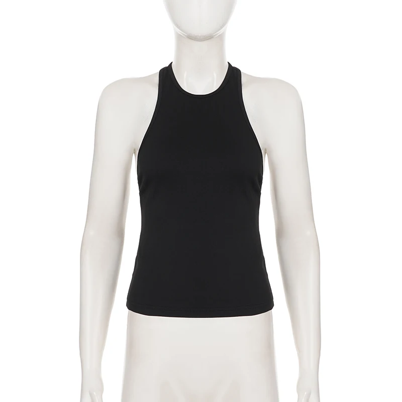 SUCHCUTE Sexy rückenfreies Tanktop mit Kettendekor für Damen, Y2k, einfarbig, ärmellos, schmale Weste, tägliches, lässiges Streetwear-Top, Sommer-Outfit – Detail 4