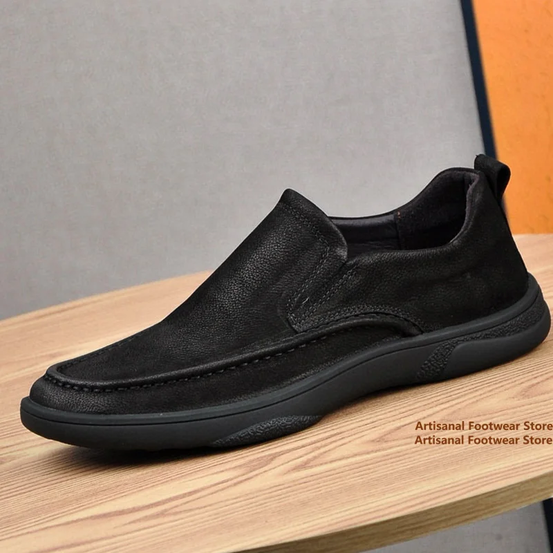 

Black/brown Leather Casual Shoes Men's Shoes Genuine Leather Soft Leather Soft Sole Slip-On Cowhide Loafers Handmade Men's Shoes