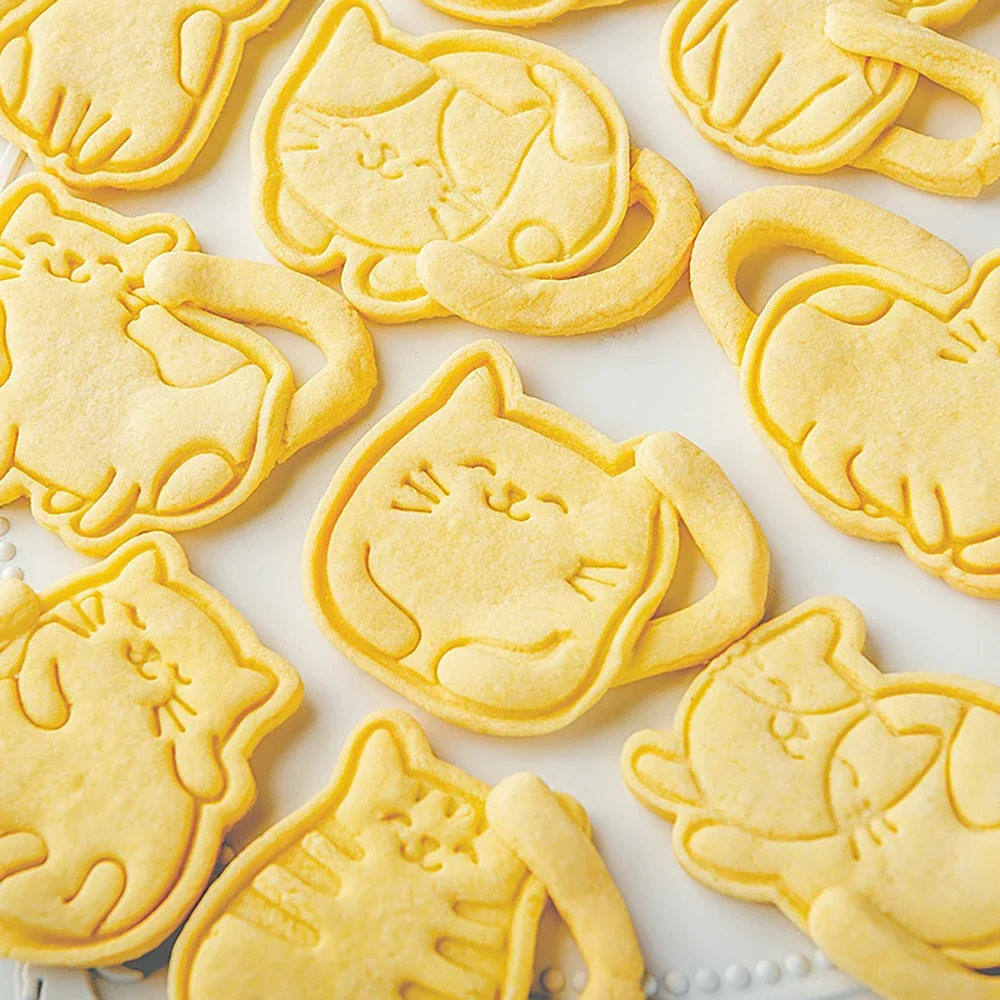 Cute Cat Cookie Plunger Cutters Fondant Cake Mold Biscuit Sugarcraft Cake Decorating Tools