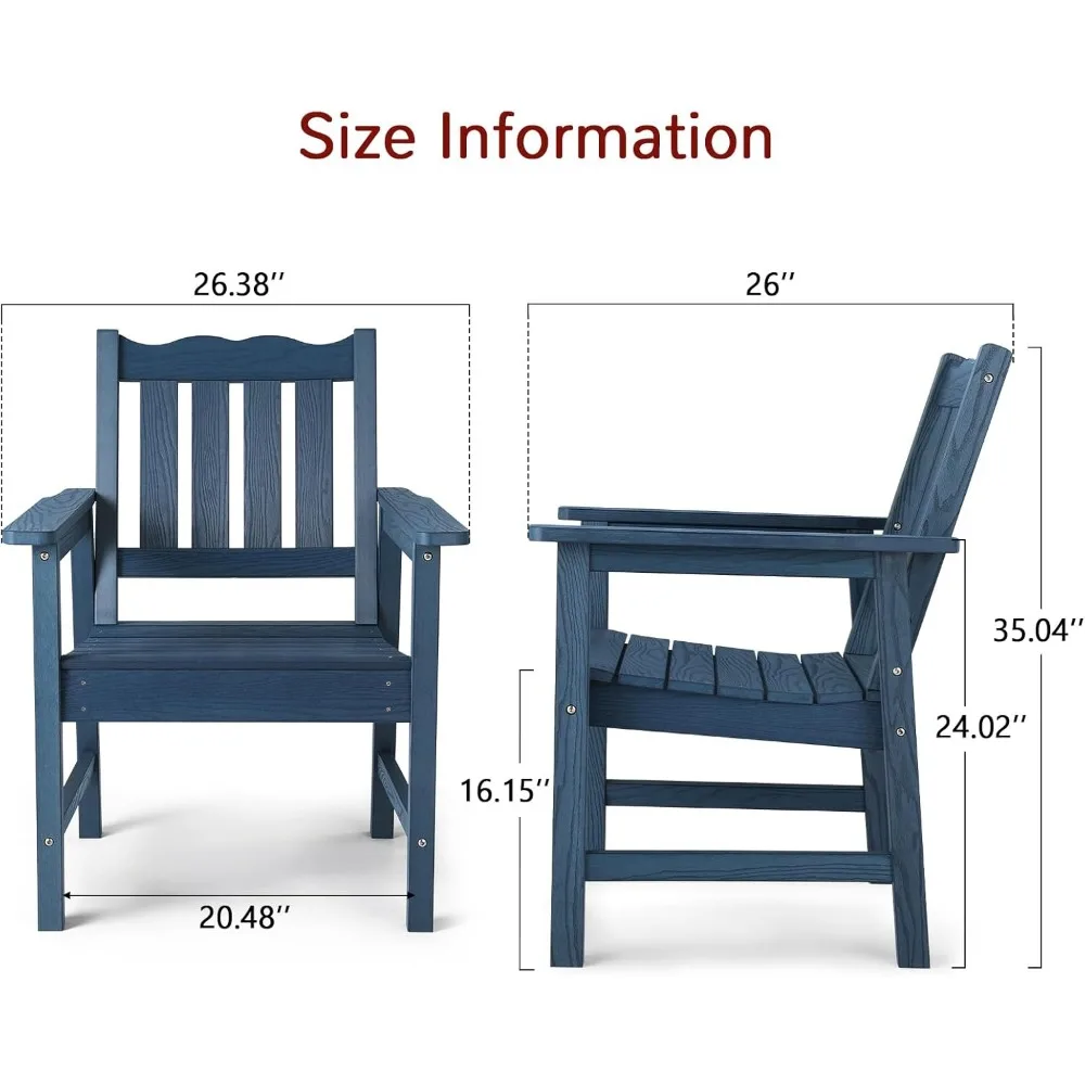 Outdoor Chairs Set of 2, All-Weather, Heavy Duty with 400 Lbs Weight Capacity, Low Maintenance Cost, Easy Assembly Chairs