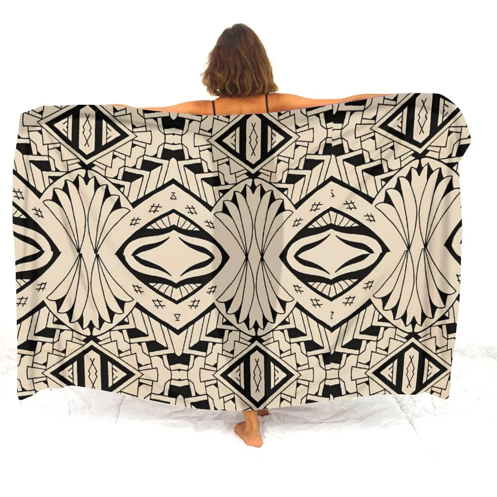 Customizable Polynesian Horizon Sarong Women Sunset Gradient Shawl Skirt Lightweight Seaside Escape