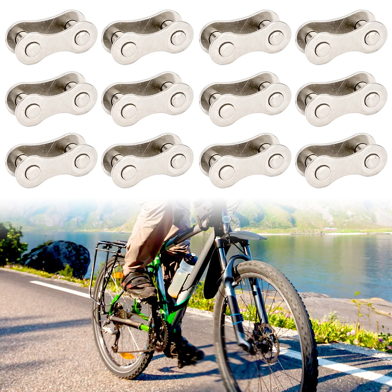 Master Links Bike Chain 1/2 X 1/8 24 Pcs Road Bike Part Silver Single Speed Connector Accessories For Bicycles