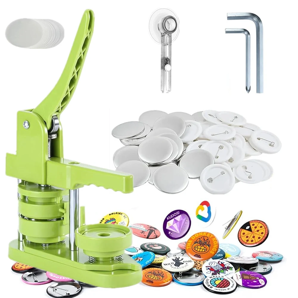 

Button Maker Machine 25/32/37/44/58MM, Pin Making Machine, Badges Button Machine With 100/300/500Pcs Button Parts+Circle Cutter