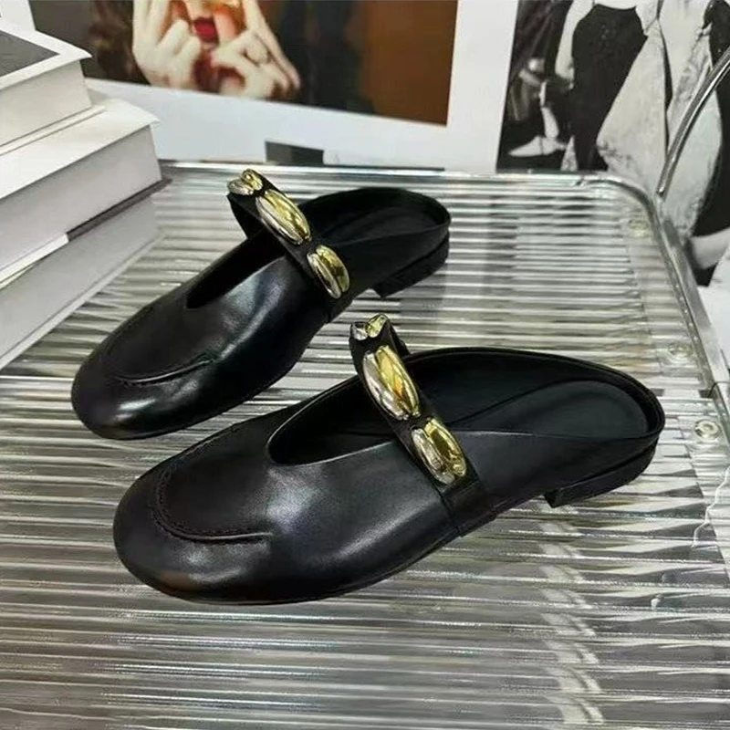 

Women's Slippers Elegant Heeled Sandals Slingback Mules Shoes Casual Walking Low Heels Slides New Fashion Female Flip Flops