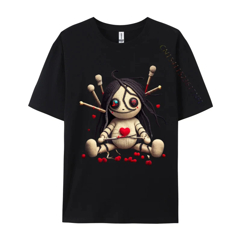 

Scary cute sitting Voodoo Doll Halloween Love Family Normal T-shirts Tops Shirt for Men New Pure Cotton Fashionable T Shirts