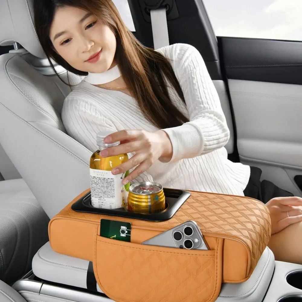 

С подстаканником, подушка для подлокотника автомобиля, слот для телефона, экономия места, коврик для центральной консоли автомобиля, удобный водонепроницаемый