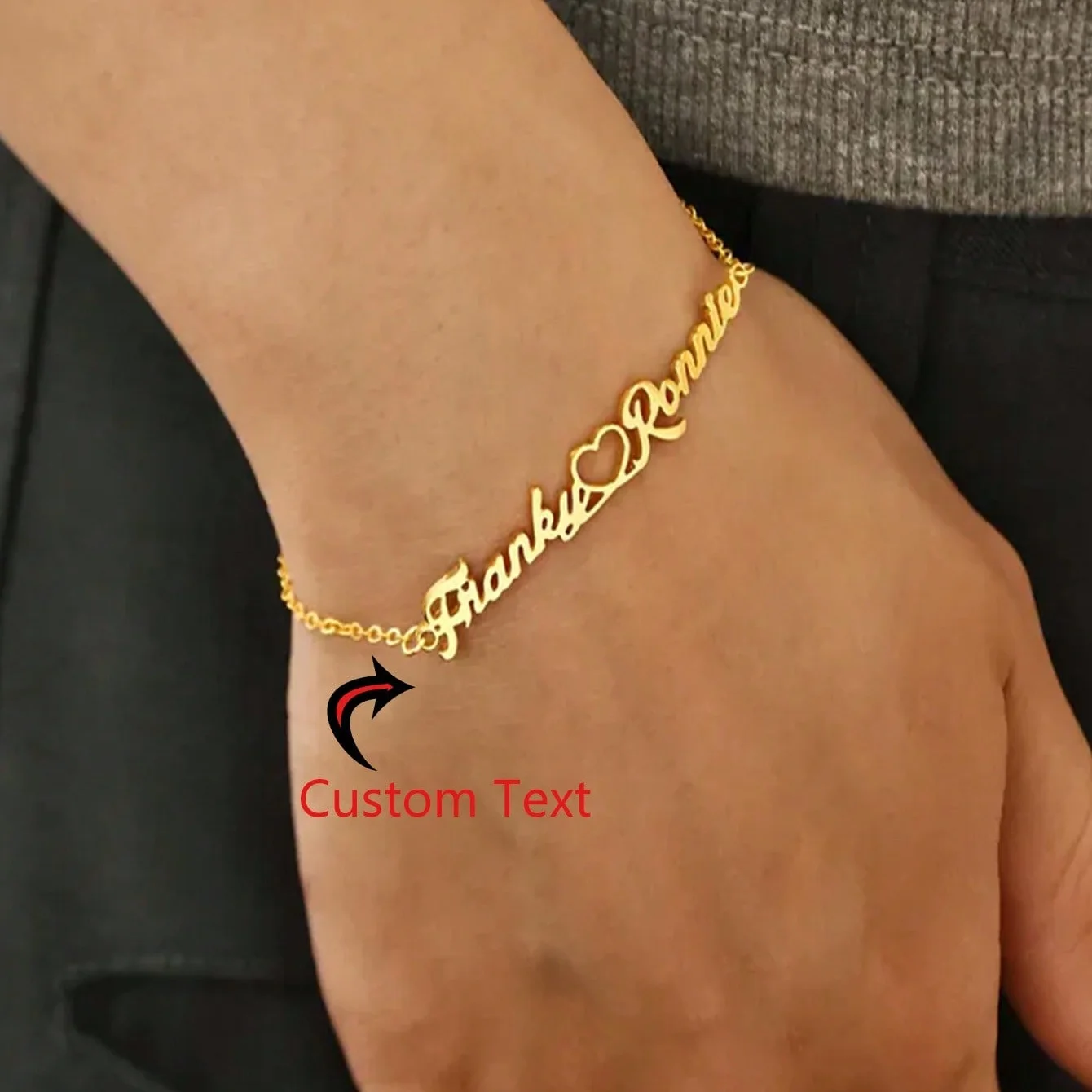 

Custom Two Name Heart Bracelet For Women Couple Personalized Name Bracelets Personalizados Stainless Steel Nameplated Jewelry