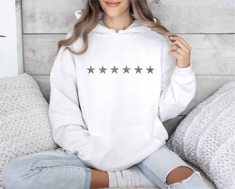 

2025 Autumn and Winter Star- Hoodie _ Silver Glitter Stars _ Unisex Sweatshirt Hoody _ Soft Cosy Fashion Jumper