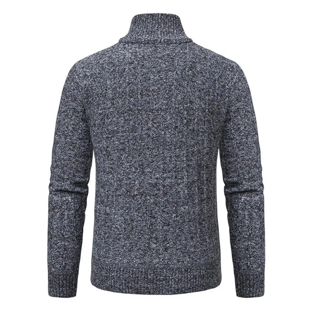 Suéter informal de manga larga para hombre, suéter grueso y cálido, diseño de cremallera, cuello alto, Color sólido