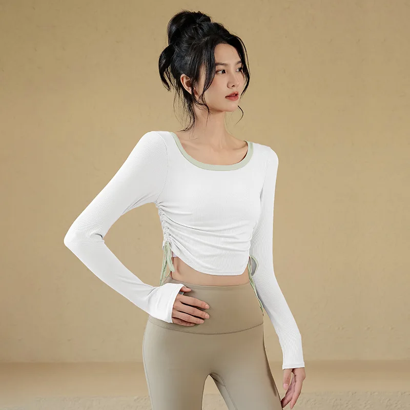 Yoga for Women To Slim Down in Autumn and Winter, Running Training, Sports Long Sleeved Top, Temperament Fashion Fitness Clothes