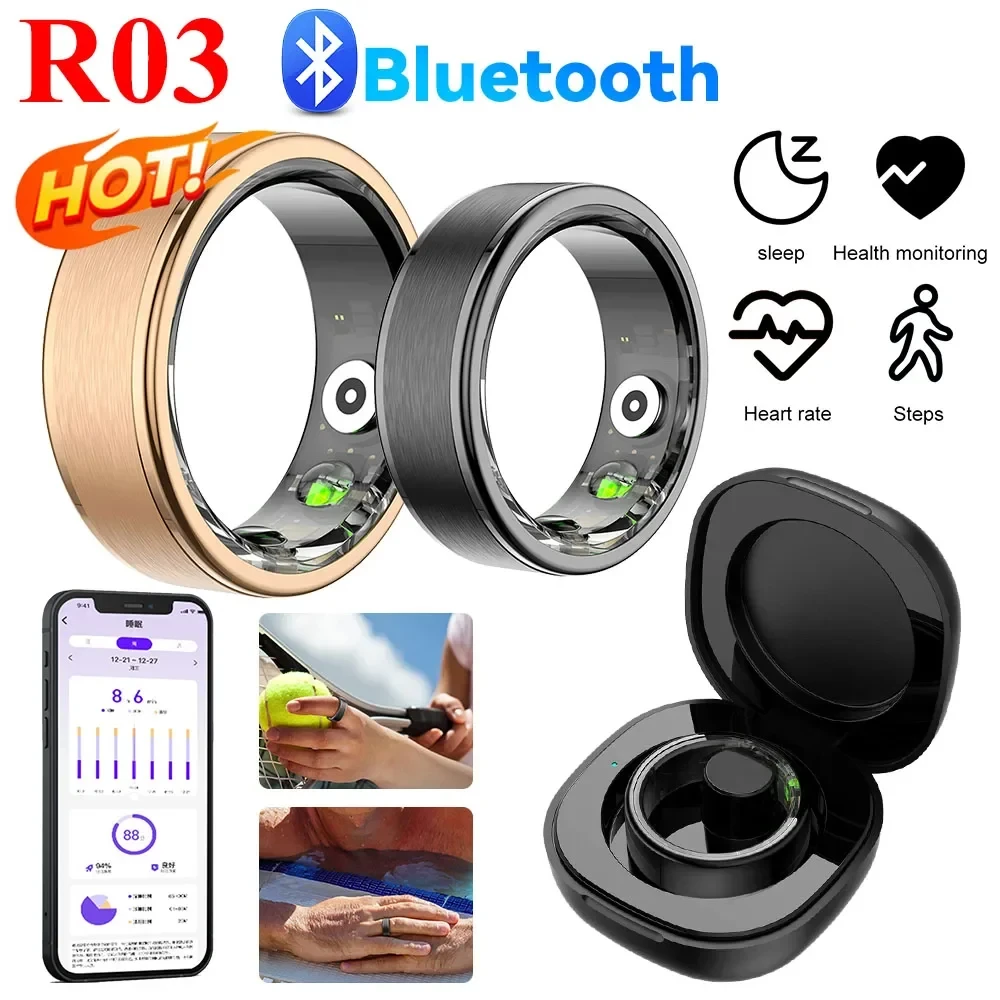 Smart Ring Upgraded R03 Health Monitor Blood Pressure Sleep Heart Rate Smart Rings Multiple sports modes For Android IOS APP