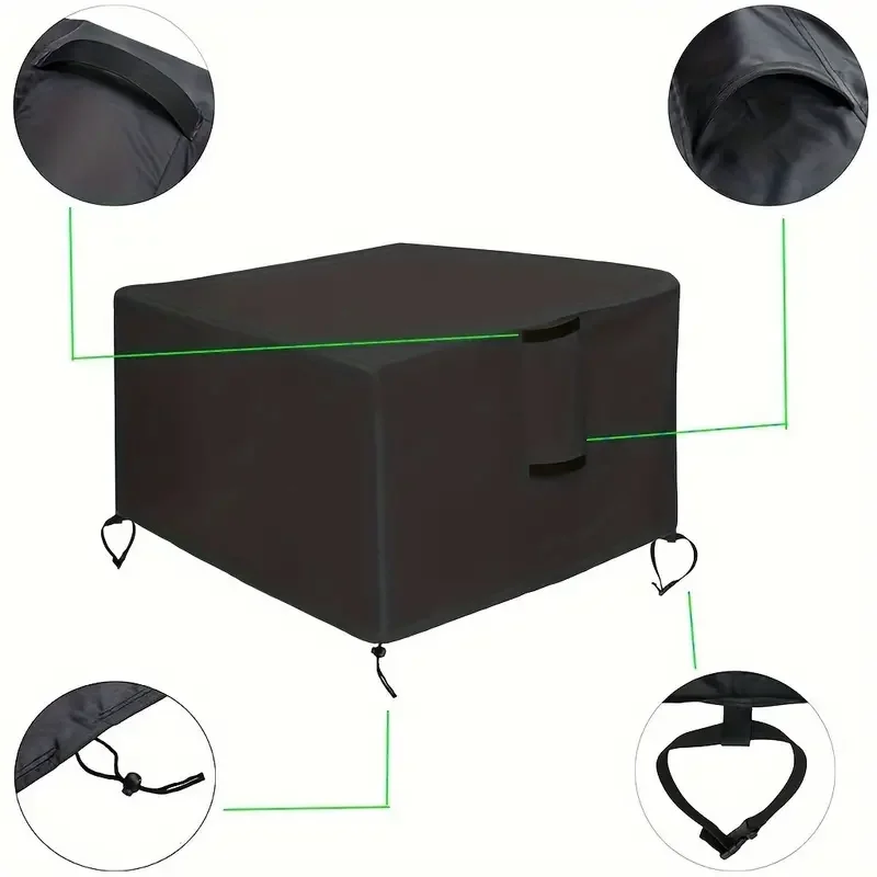1pcs square gas fire pot cover suitable for most fire pit tables, waterproof heavy duty patio propane fire table cover